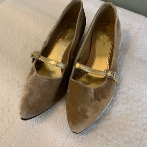 Gold Velour Flats